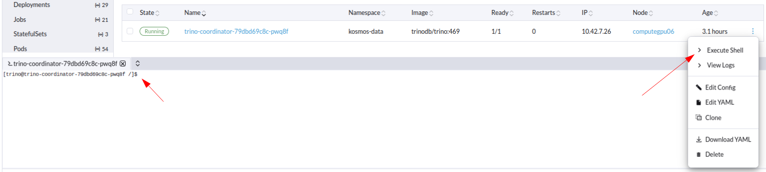 Trino - acces console