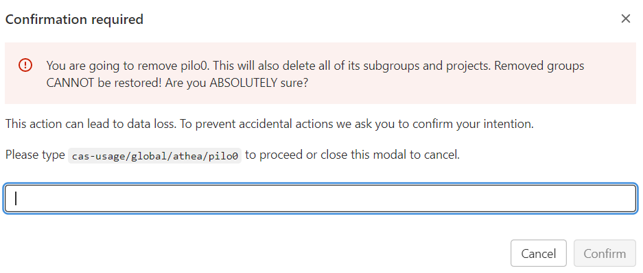 Gitlab - Remove CU - Remove Group Confirmation